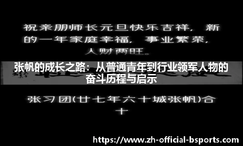 张帆的成长之路：从普通青年到行业领军人物的奋斗历程与启示